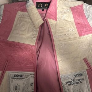 It’s my by J park VINTAGE pink & white Ben franklin jacket sz 3x